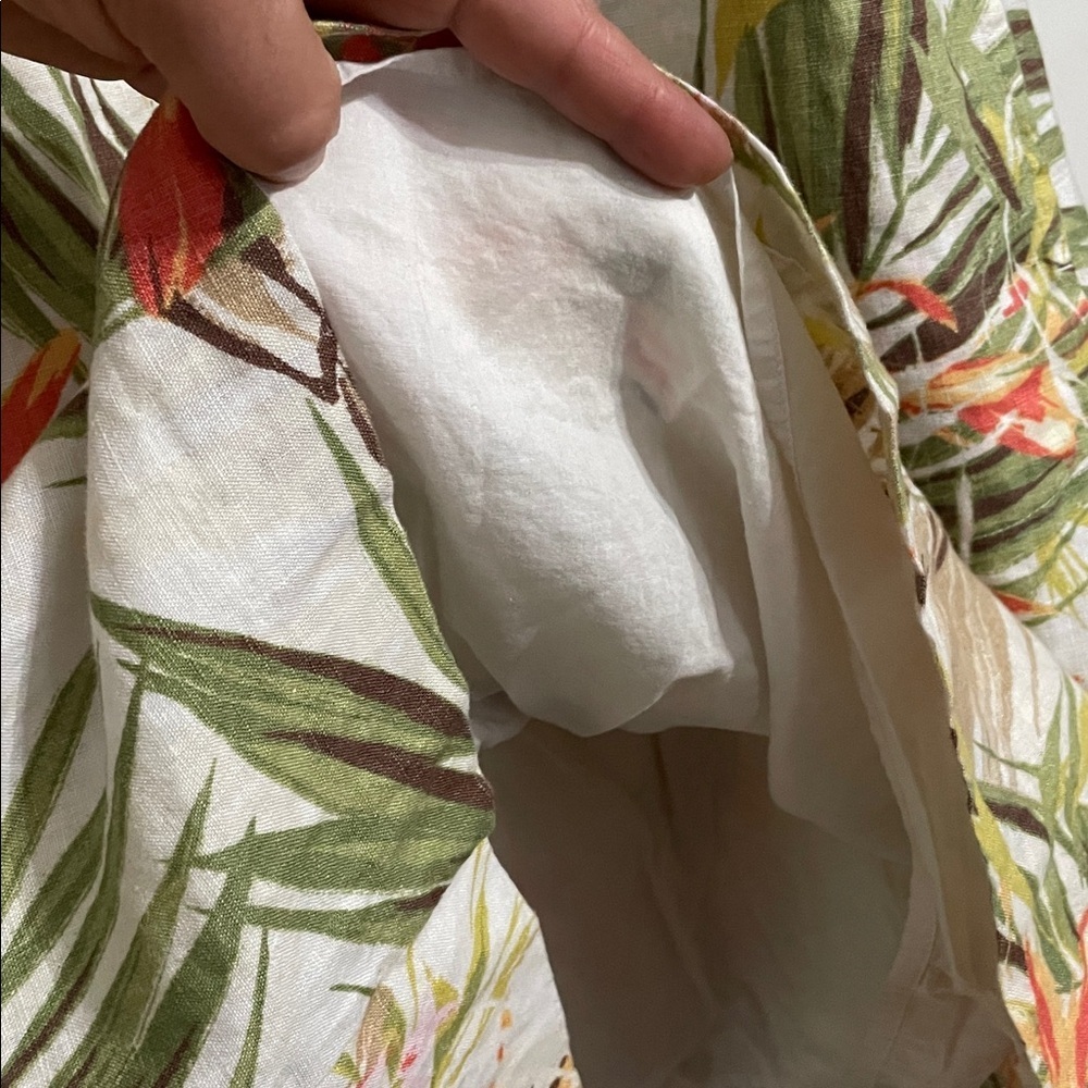 J. Jill Love Linen Tiger Lily Jungle Shift Dress MT Sleeveless Tropical Floral - Picture 8 of 13